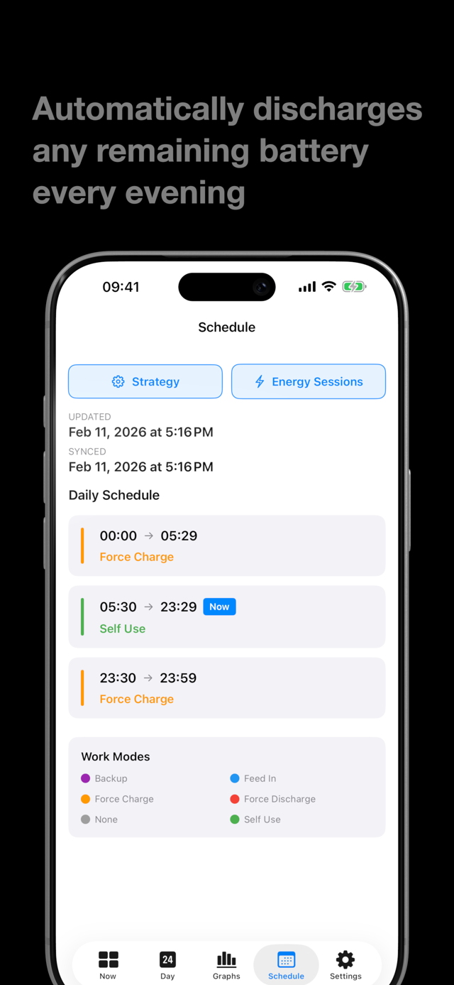 EnergyDroid Schedule screen